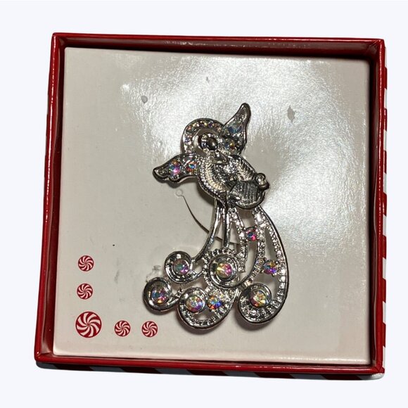 Silver Tone Angel Brooch Pin With Rhinestone Accents In Gift Box - Picture 1 of 8